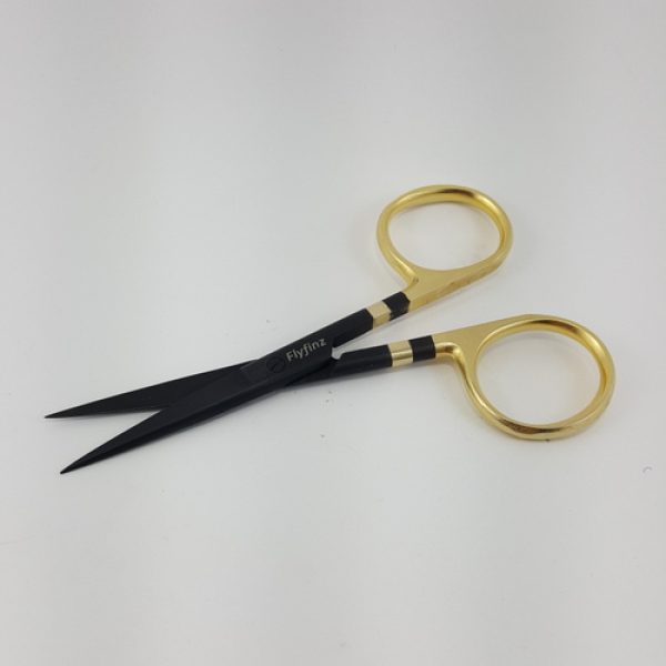Flyfinz Hair Scissor - Large Black & Gold - Serrated Edge