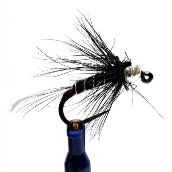 Tungsten Silver Head Black Hackled Ribbed Nymph