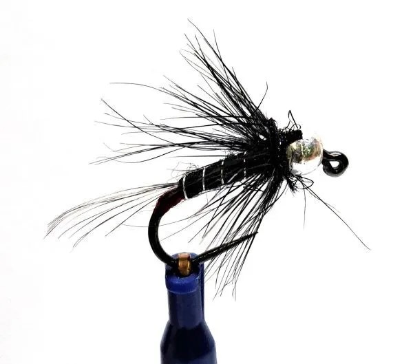 Tungsten Silver Head Black Hackled Ribbed Nymph