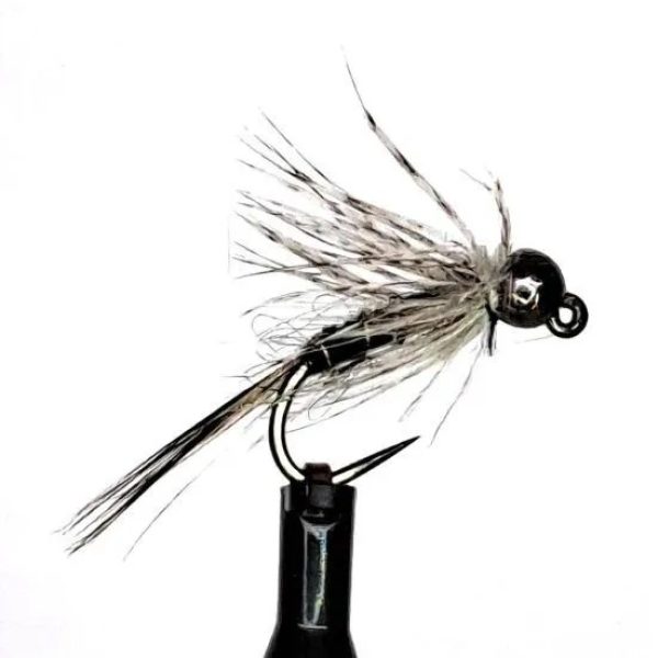 Tungsten Black Nickel Head Silver Ribbed Wet