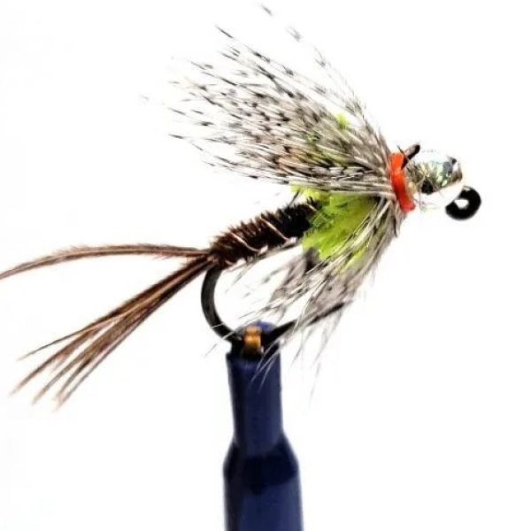 Tungsten Silver Head Ribbed Hackled Jig Nymph