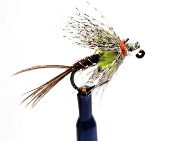 Tungsten Silver Head Ribbed Hackled Jig Nymph