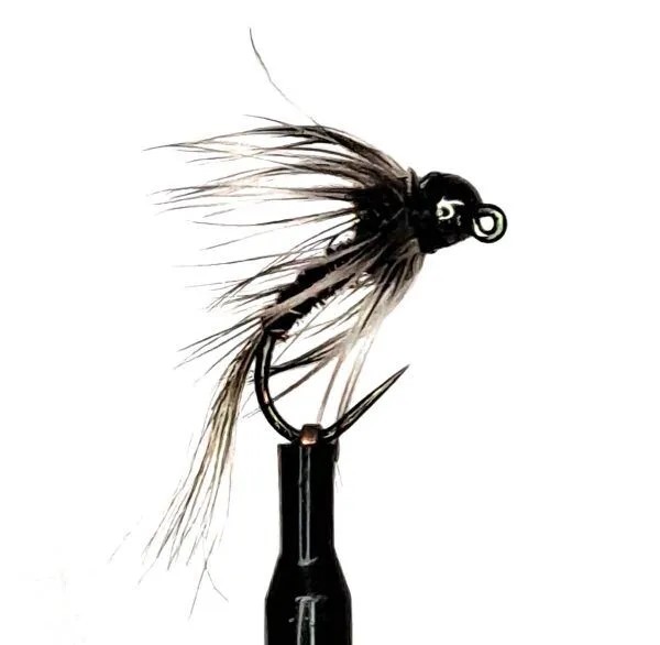 Tungsten Black Head Ribbed Hackled Jig Nymph