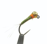 Tungsten Gold Head Silver Ribbed Olive Perdigon