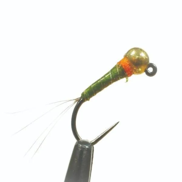 Tungsten Gold Head Silver Ribbed Olive Perdigon