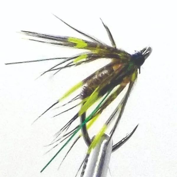 Tungsten Copper Head Wee Wet - Green Flash Yellow Hackle Nymph