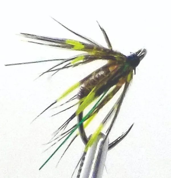 Tungsten Copper Head Wee Wet  - Green Flash Yellow Hackle Nymph